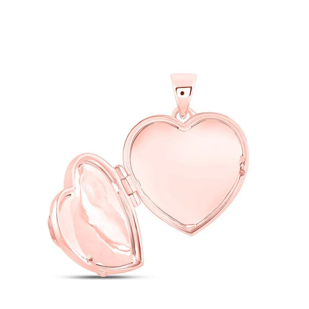 10k Rose Gold Diamond Heart Locket Pendant Charm