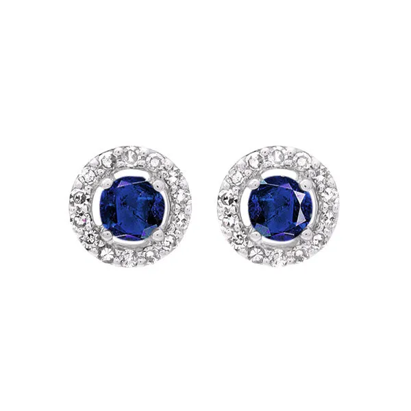 10Kt White Gold Diamond 1/10Ctw & Sapphire 1/3Ctw Earring