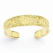 14k Yellow Gold Flower/Scroll Toe Ring