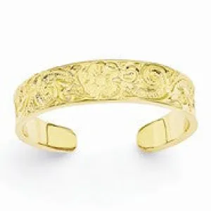14k Yellow Gold Flower/Scroll Toe Ring