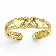 14k Yellow Gold Hearts & X Toe Ring