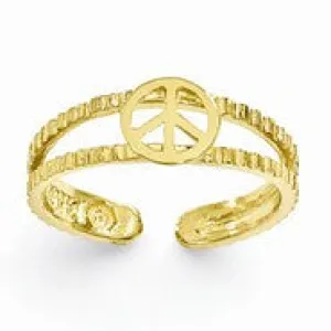 14k Yellow Gold Peace Sign Toe Ring