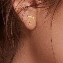 14KT Solid Musical Note Gold Stud Earrings From Online Exclusive