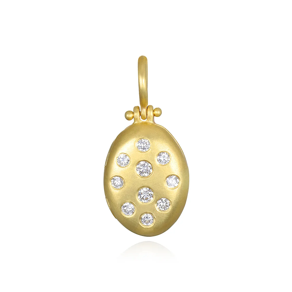 18 Karat Gold and Diamond Small Oval Locket