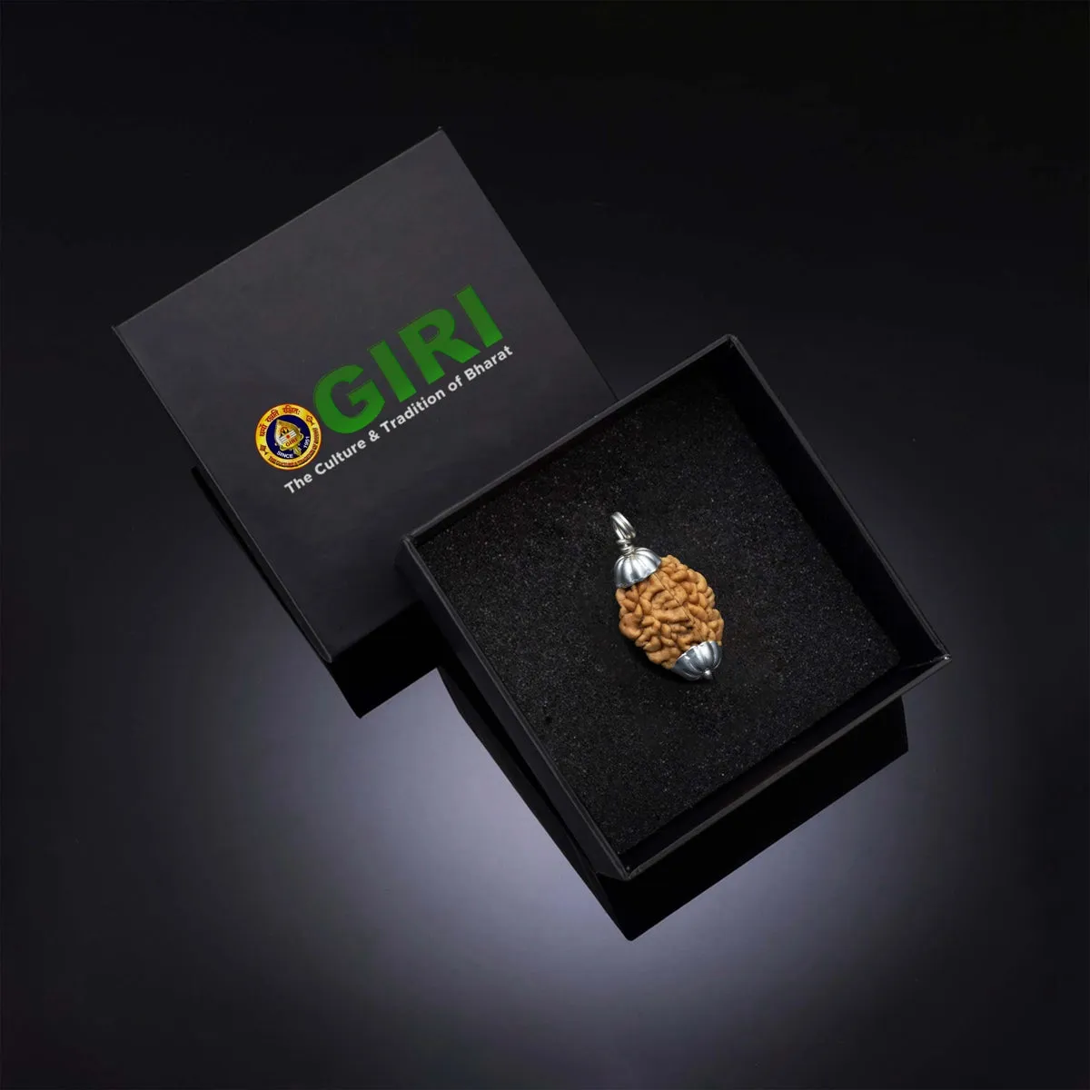 2 Face Rudraksha Bead Pendant | South Rudraksha Bead/ Silver Cup Rudraksha Locket for Men & Women