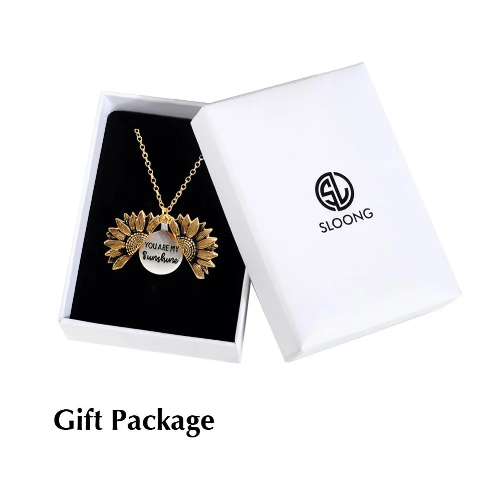 2019 New Women Gold Necklace Custom You are my sunshine Open Locket Sunflower Pendant Necklace Free Dropshipping