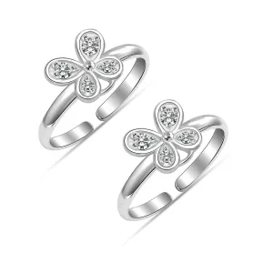 925 Sterling Silver CZ Butterfly Design Toe Ring for Women