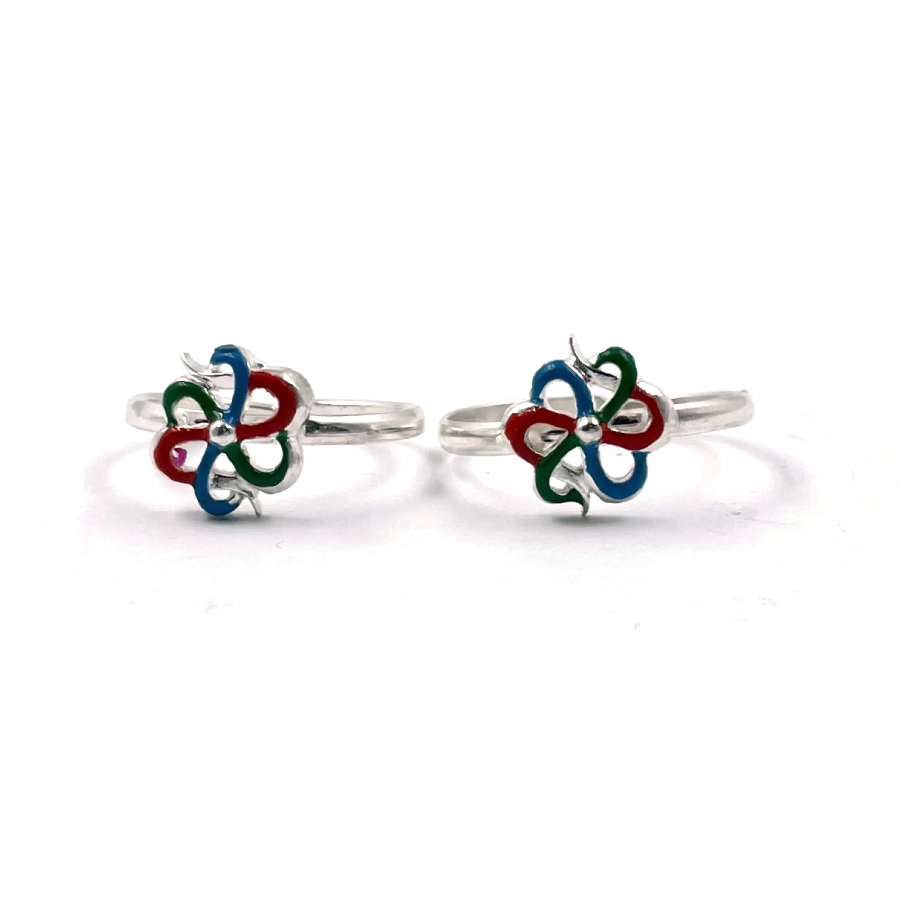 925 Sterling Silver Enamel Toe-rings - Design #05
