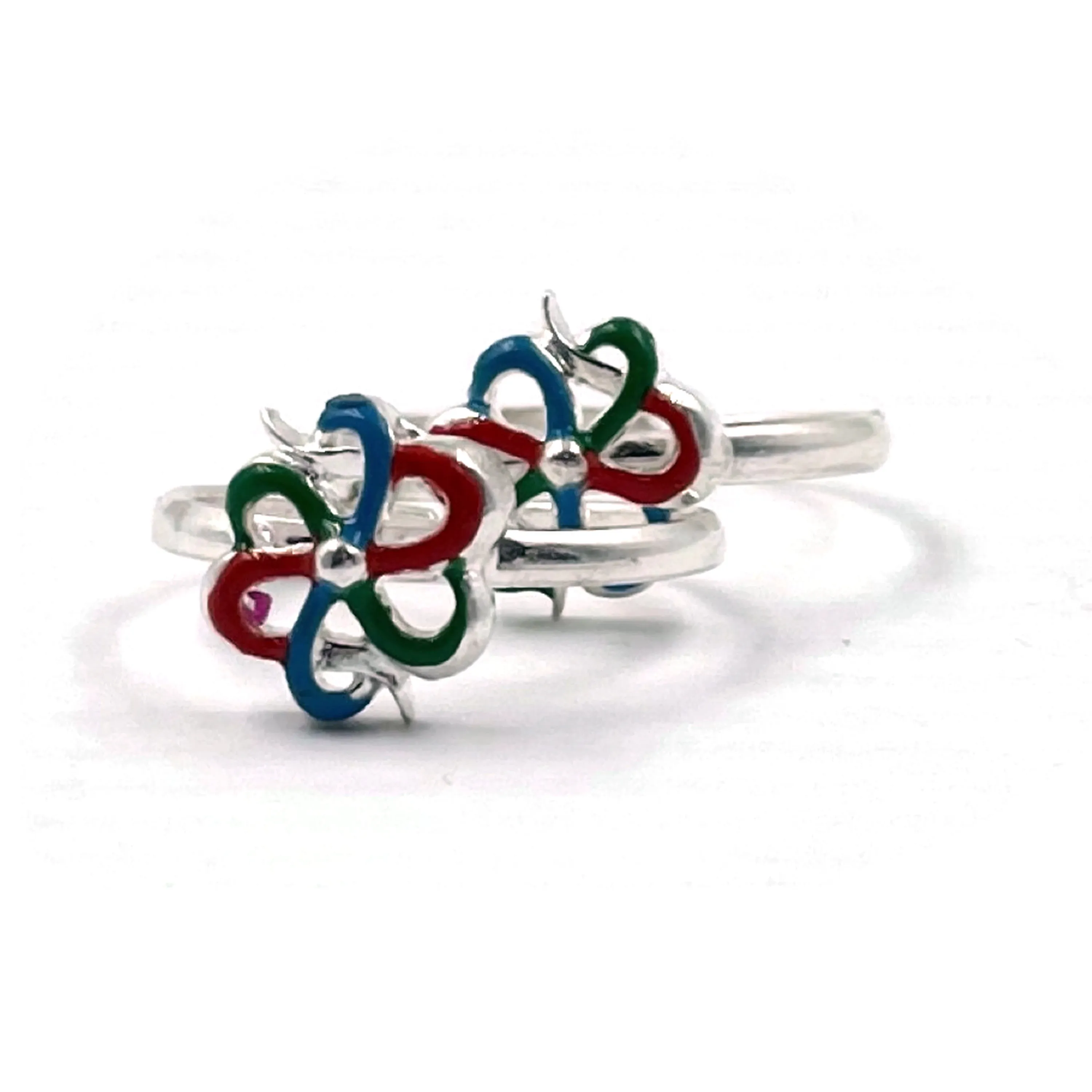 925 Sterling Silver Enamel Toe-rings - Design #05