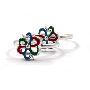 925 Sterling Silver Enamel Toe-rings - Design #05