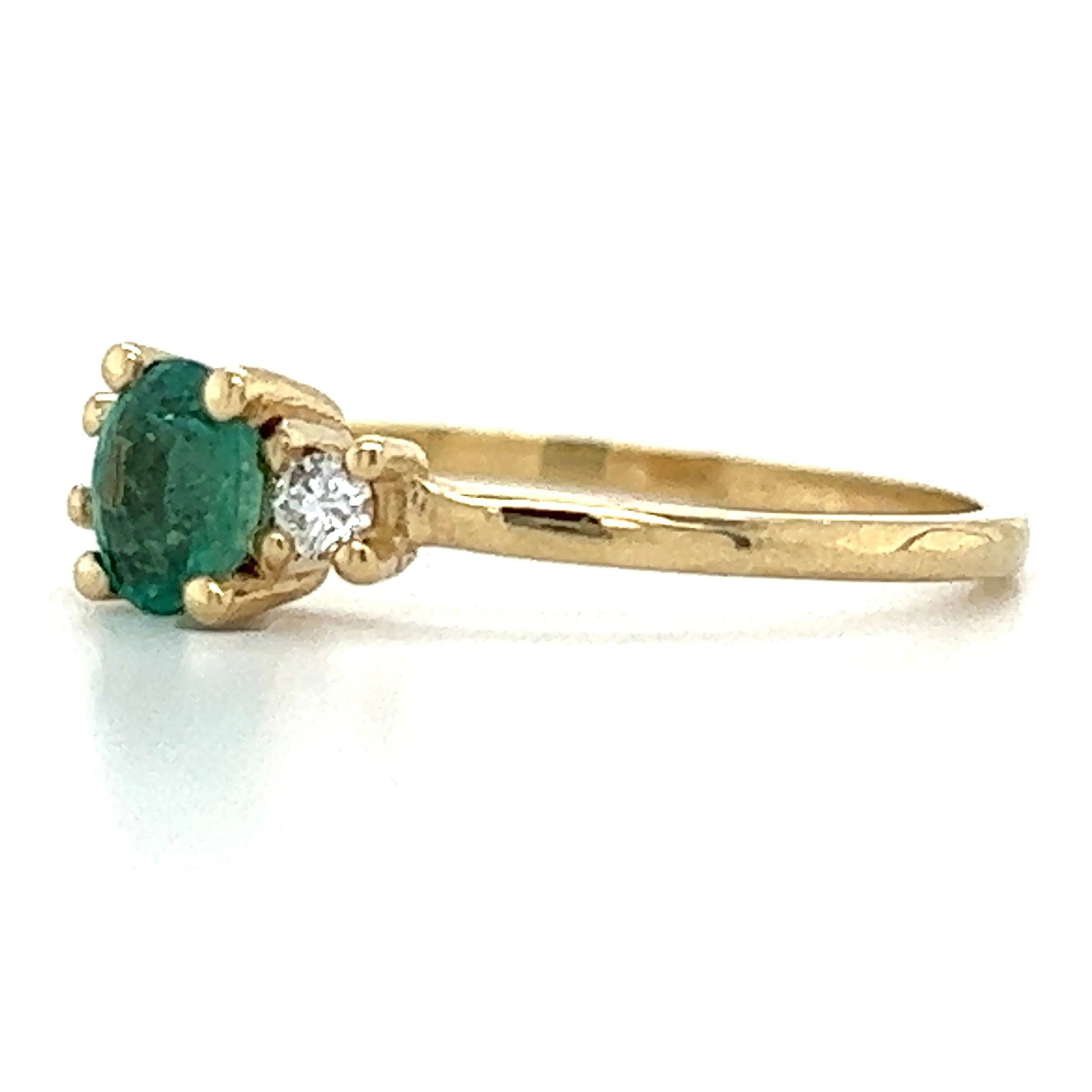 9ct Yellow Gold Earth Grown Oval Emerald & Diamond Ring