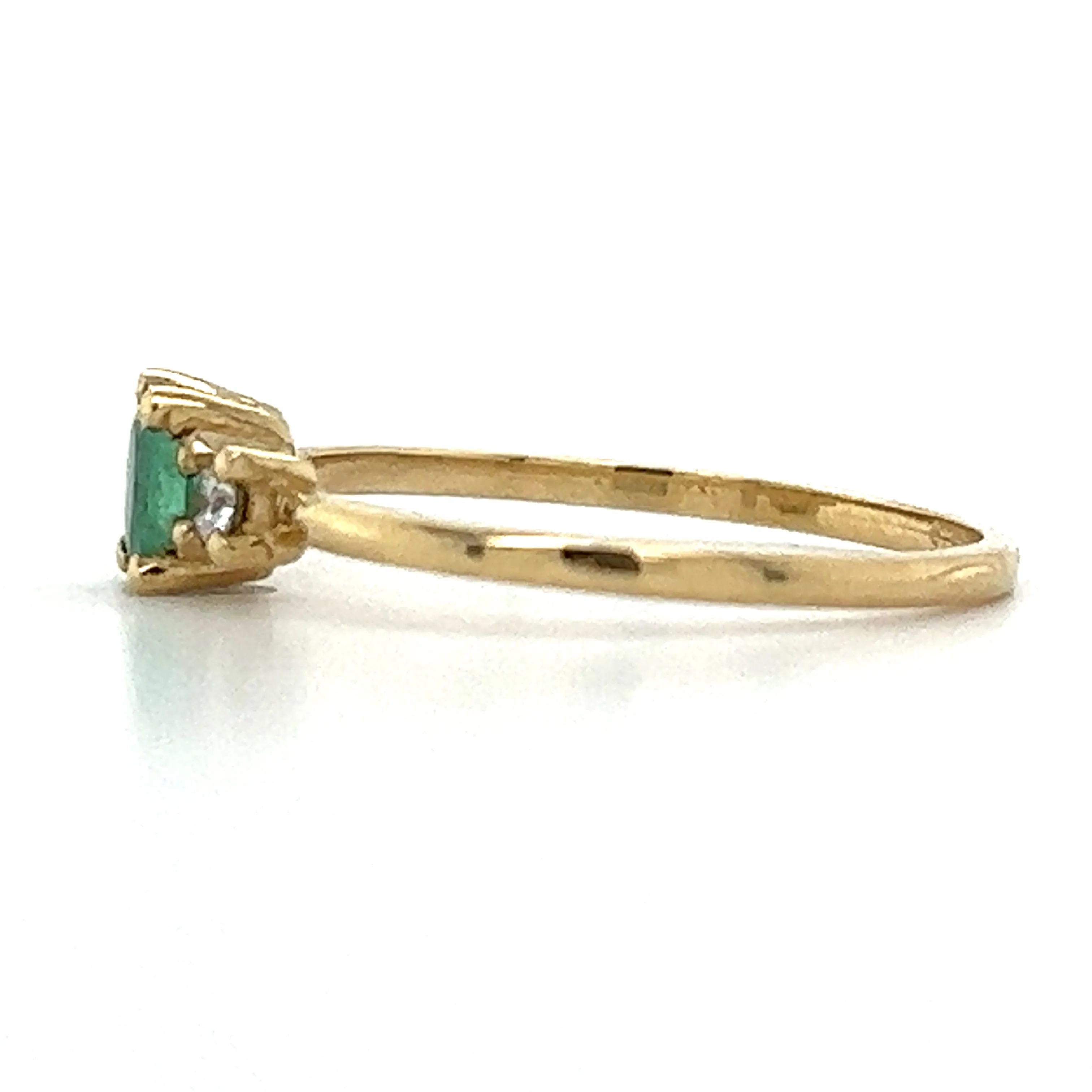 9ct Yellow Gold Earth Grown Oval Emerald & Diamond Ring