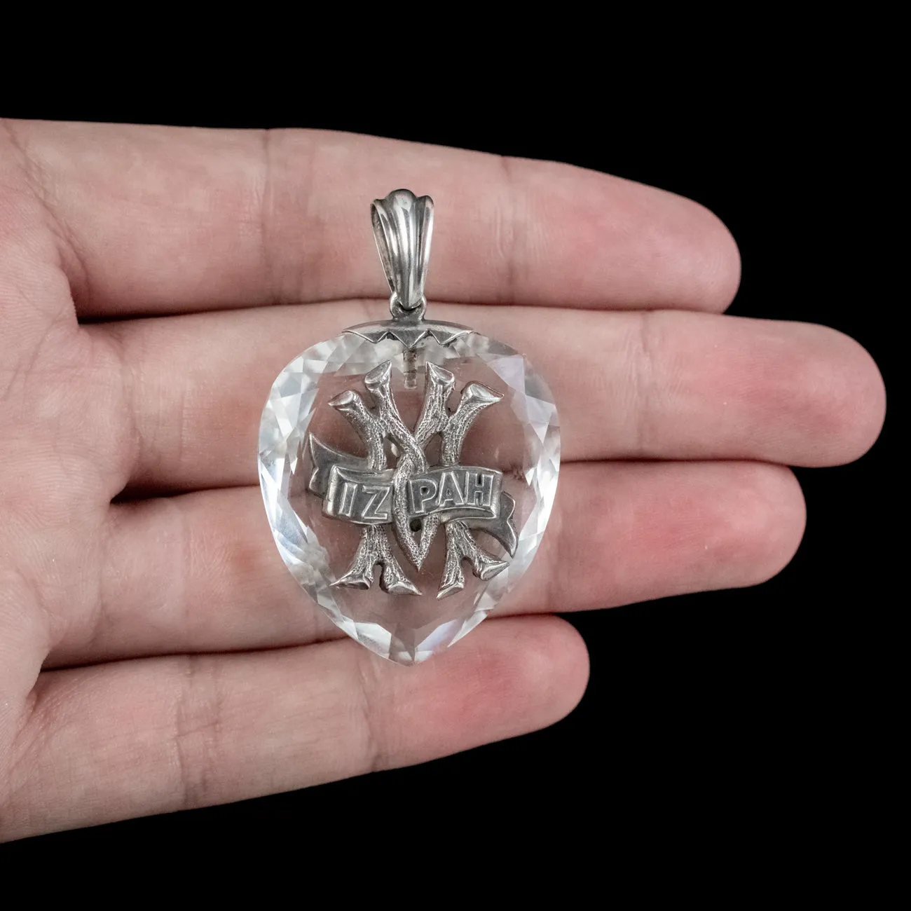 Antique Victorian Mizpah Crystal Pendant Circa 1890
