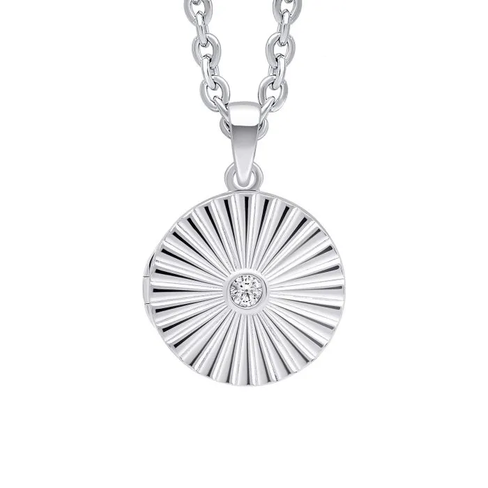 Beginnings Sunburst Round Locket Pendant