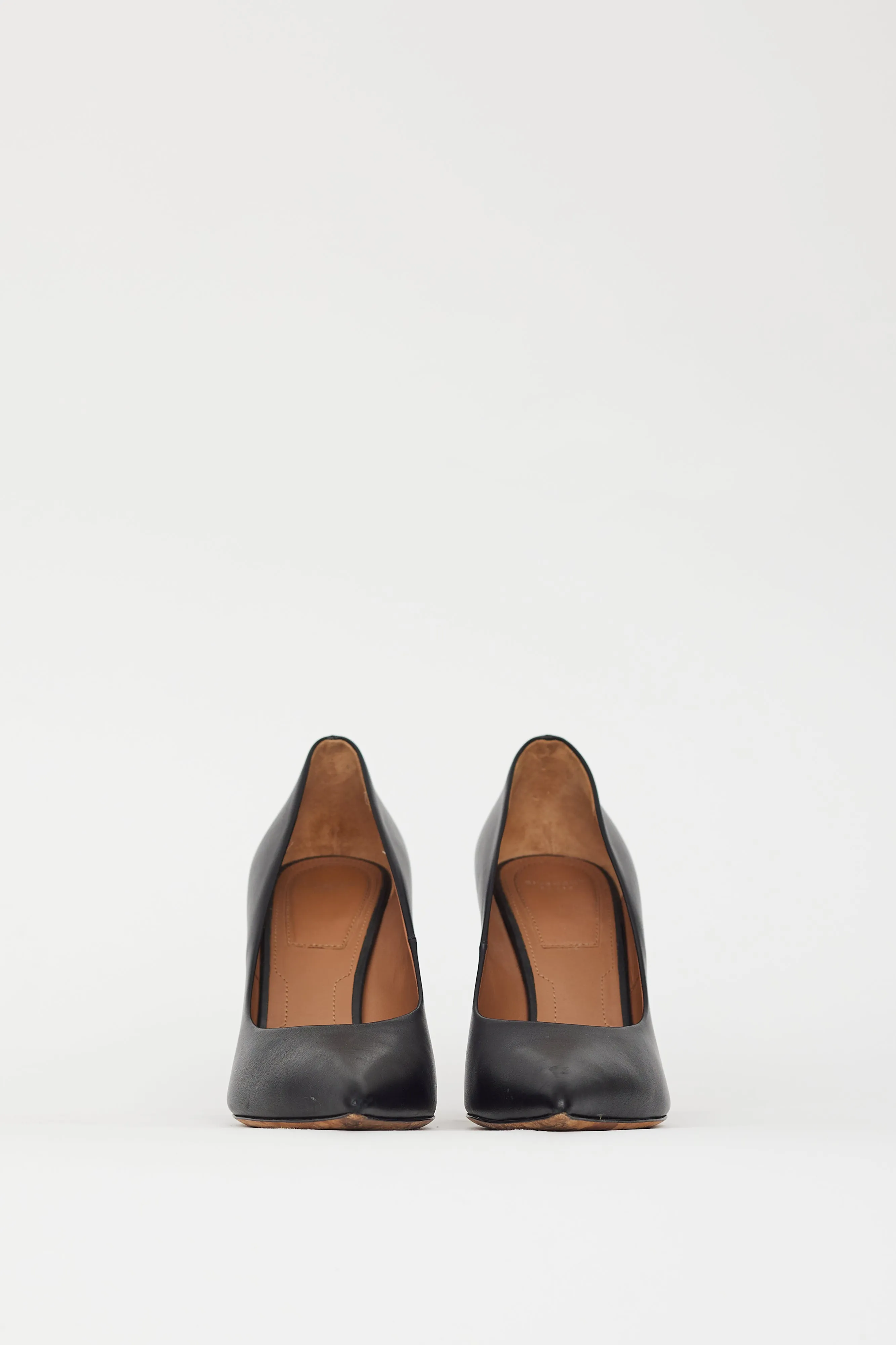 Black Leather & Silver Ring Pointed Toe Pump