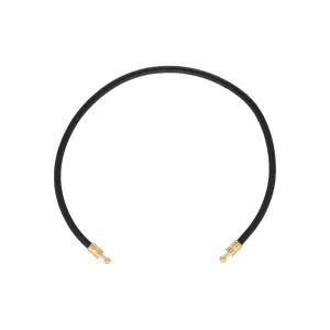 Black Leather Cord Customizable Bracelet for Men and Women, Gold-plated Brass, 6.3 inches Long, Zindis Collection