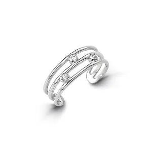 CZ Bezel Adjustable Toe Ring in White Gold