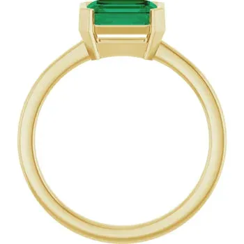 East-West Half-Bezel Emerald Ring
