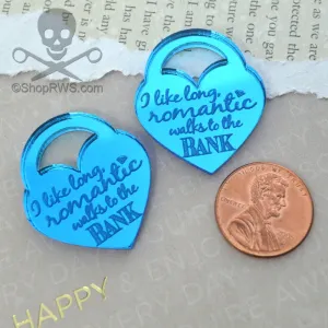 EXPENSIVE TASTE Blue Mirror Heart Padlock Flat Back Pieces in Laser Cut Acrylic
