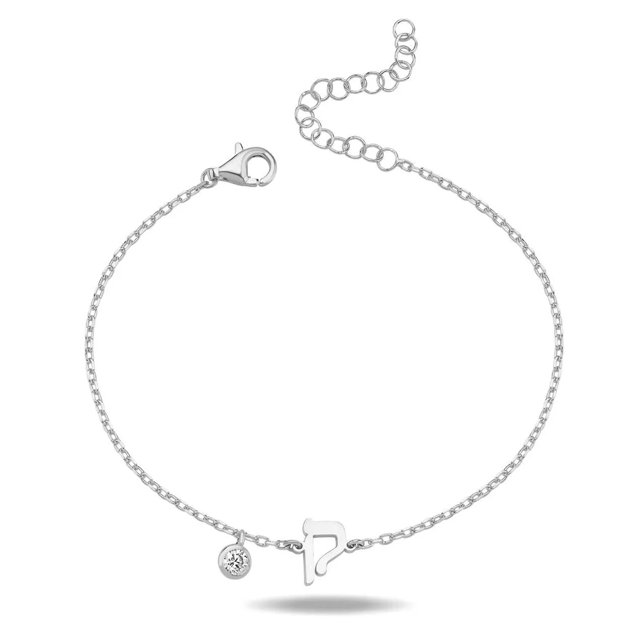 Hebrew Initial with Stone Bracelet