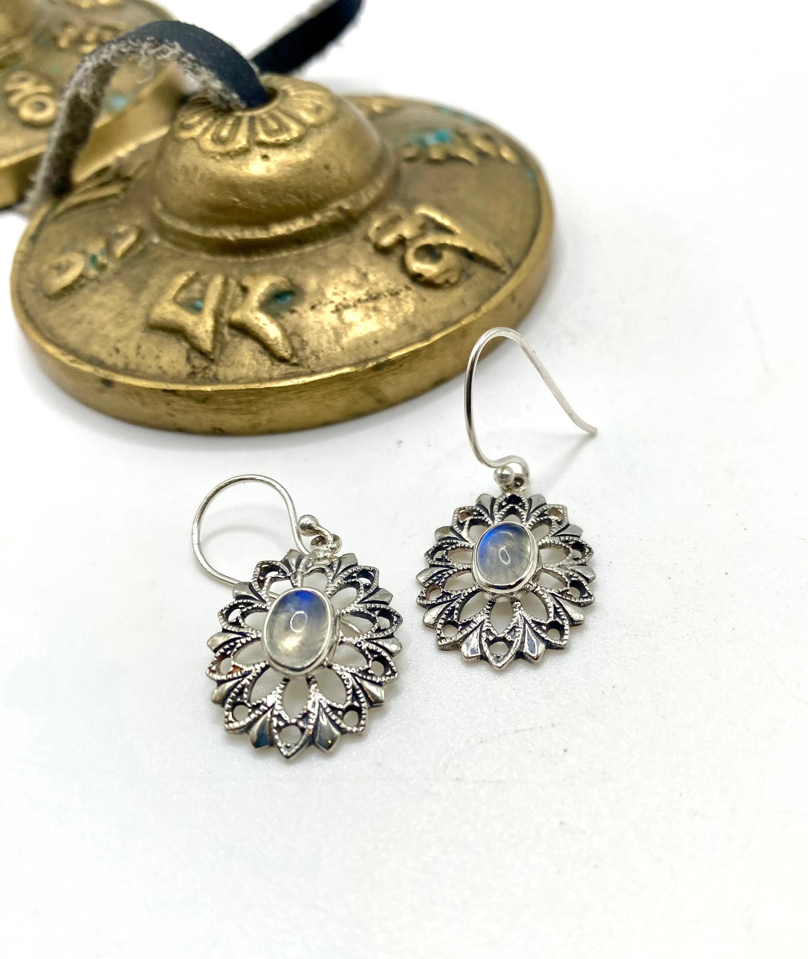 Moonstone Flower Earrings