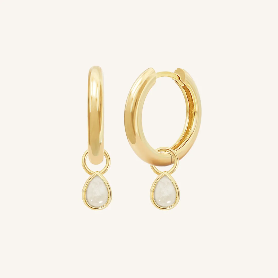 Moonstone Trove Charm Hoops