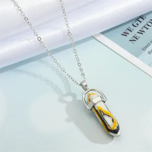 N1984 Silver Black Yellow White Imitation Stone Necklace with FREE Earrings