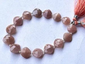 Peach Moonstone Cushion shape briolette beads