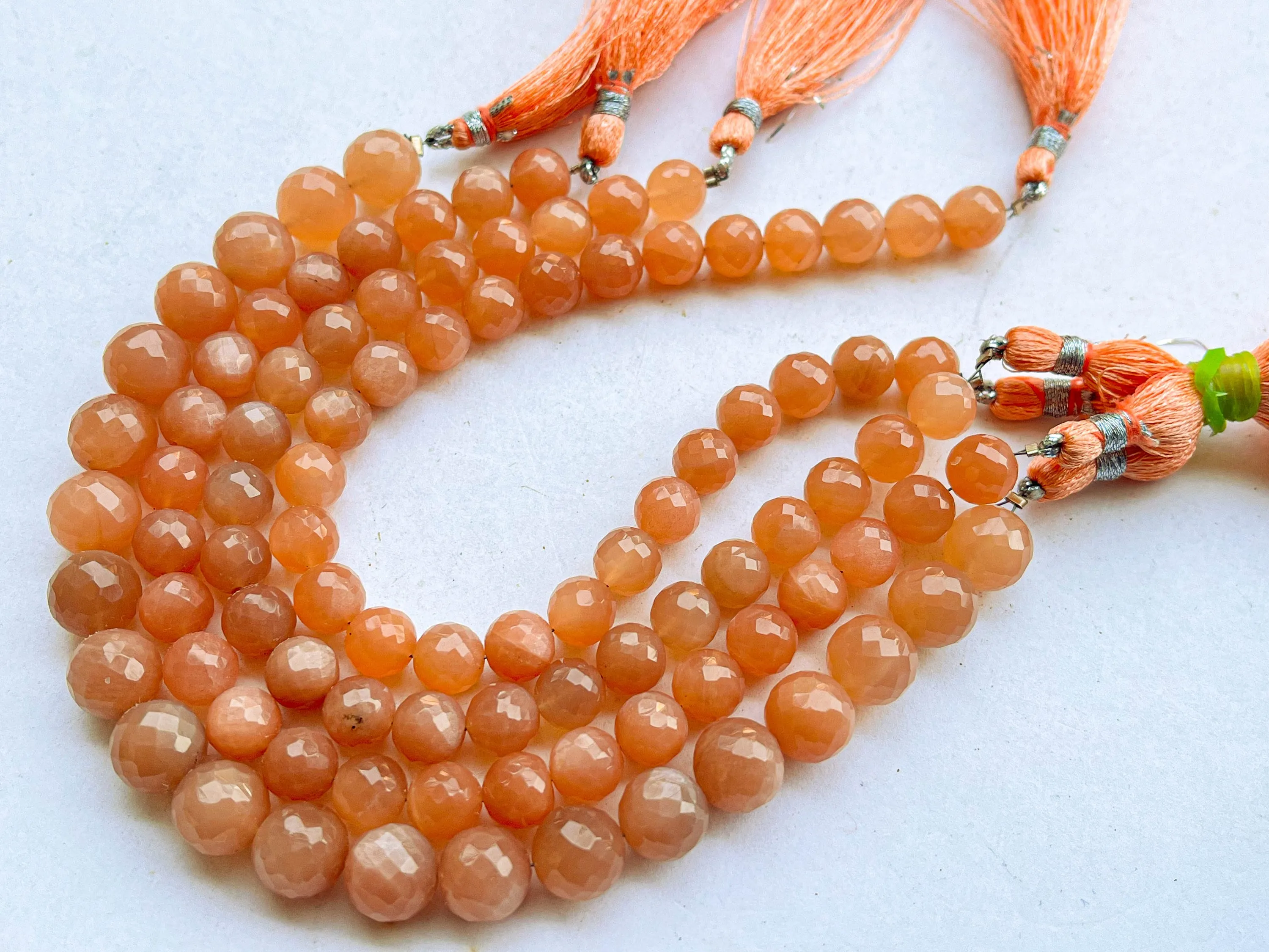 Peach Moonstone Faceted Spherical Beads