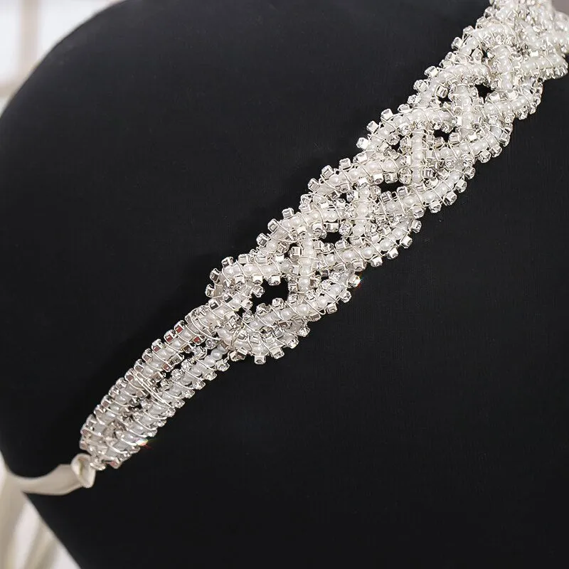 Pearl Rhinestone Headband Tiara Hairband Wedding Hair Accessories