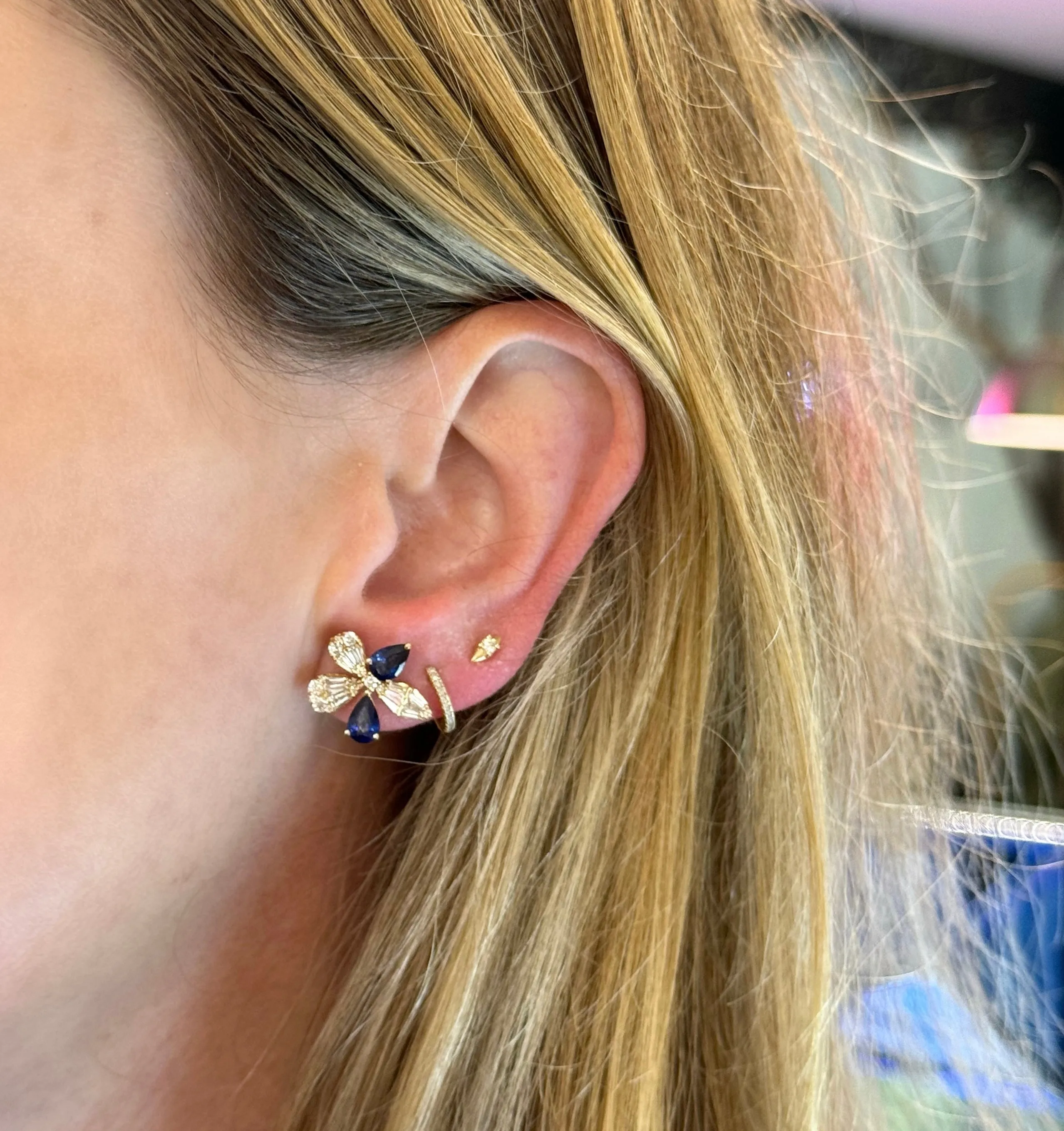 Sapphire and Diamond Floral Studs