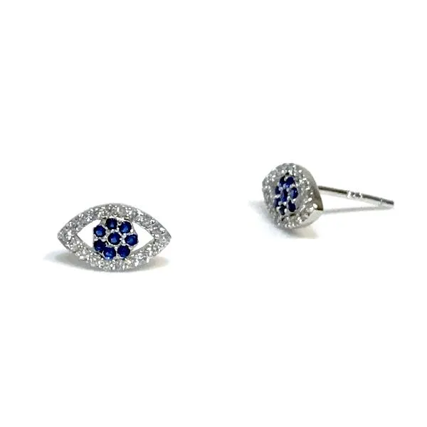Sapphire Center Evil Eye Studs