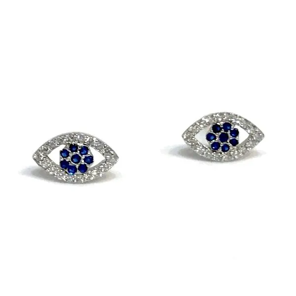 Sapphire Center Evil Eye Studs