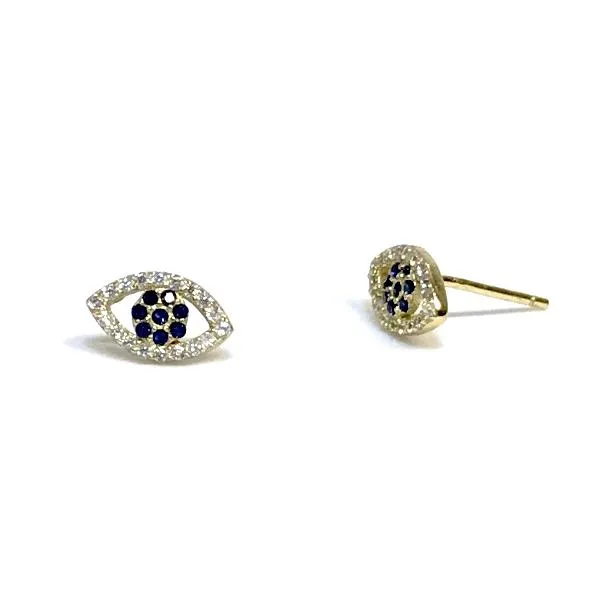Sapphire Center Evil Eye Studs
