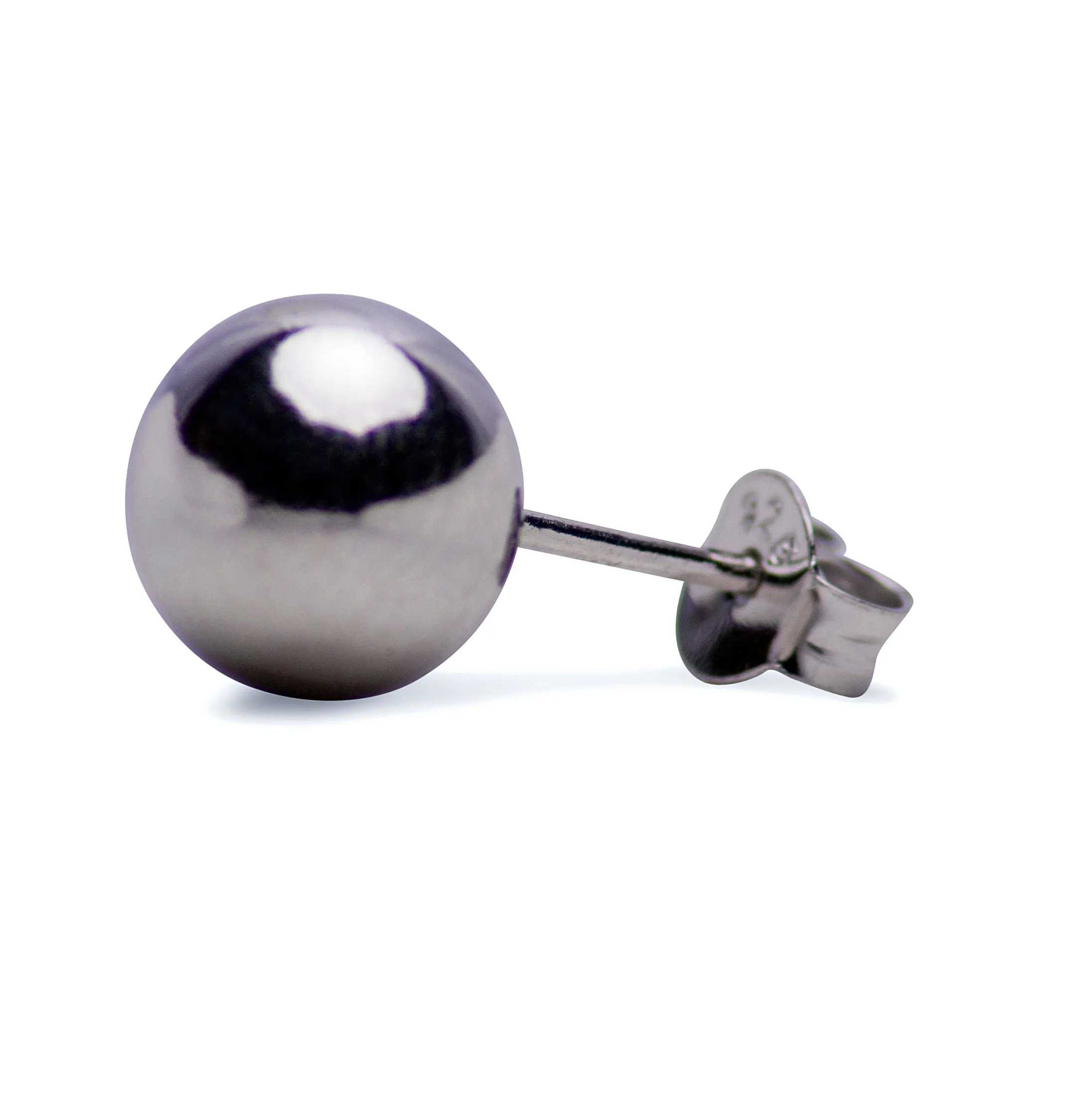 Silver Ball Stud Earrings 8 mm