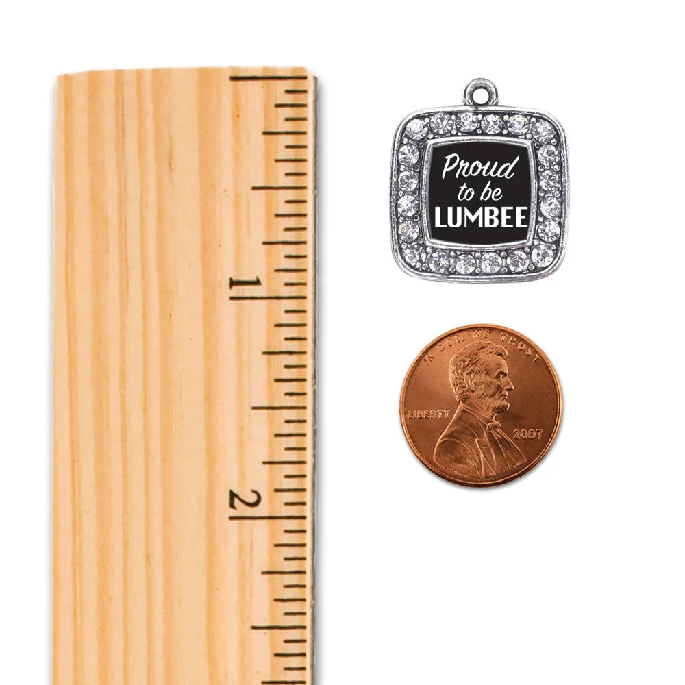 Silver Proud To Be Lumbee Square Charm Braided Bracelet