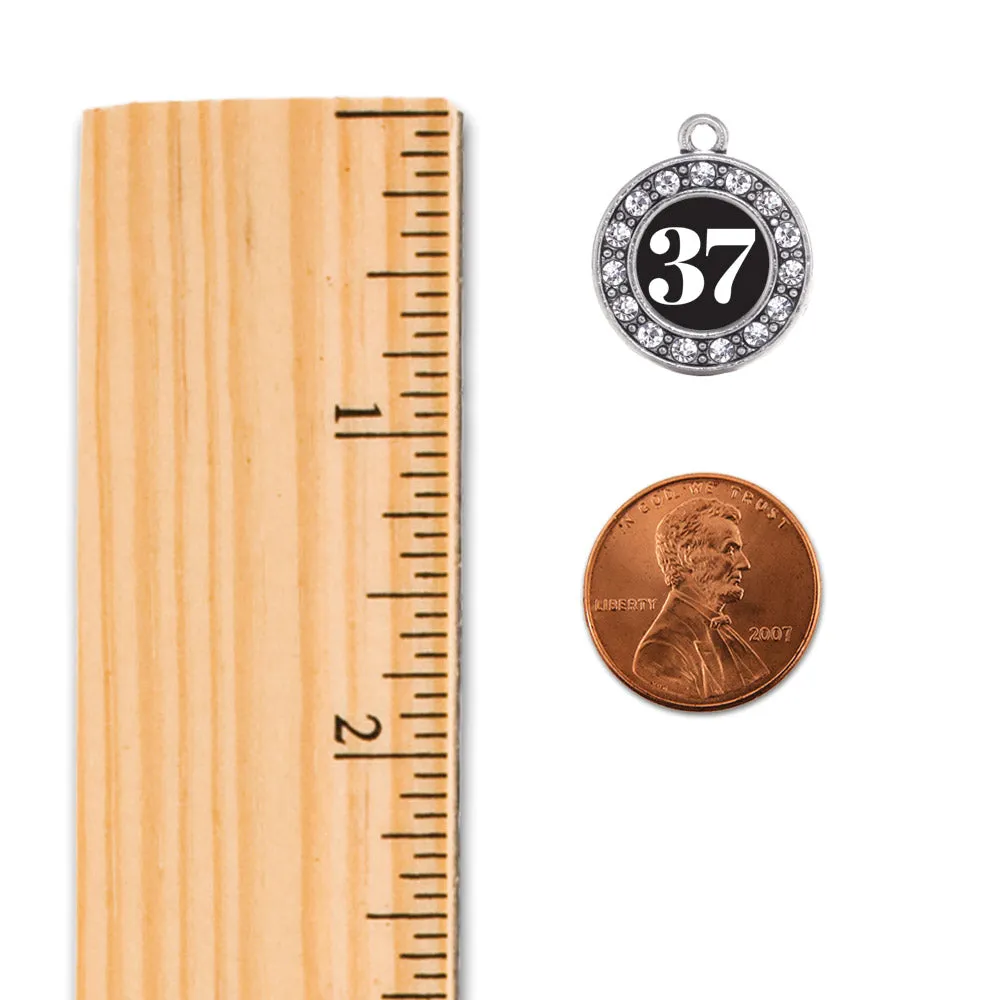 Silver Softball - Sports Number 37 Circle Charm Toggle Bracelet