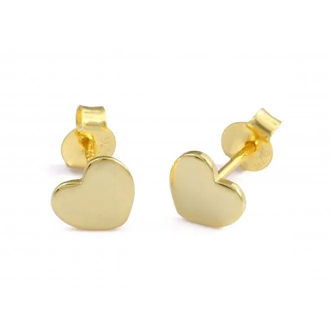 Sterling Silver Gold Plated Heart Stud Earrings