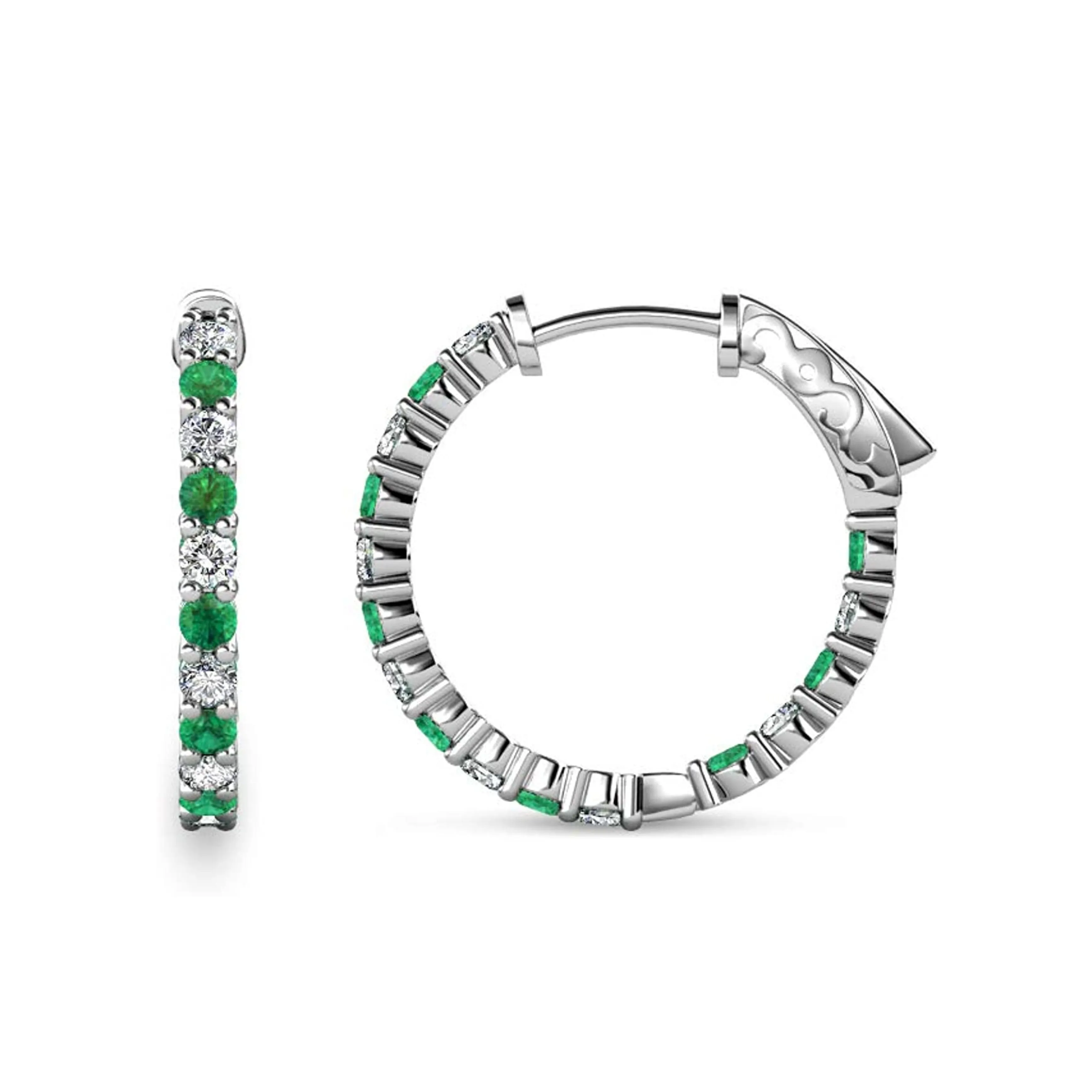 Surgical Steel Alternating Light Colorful and Clear CZ Hoop Earrings