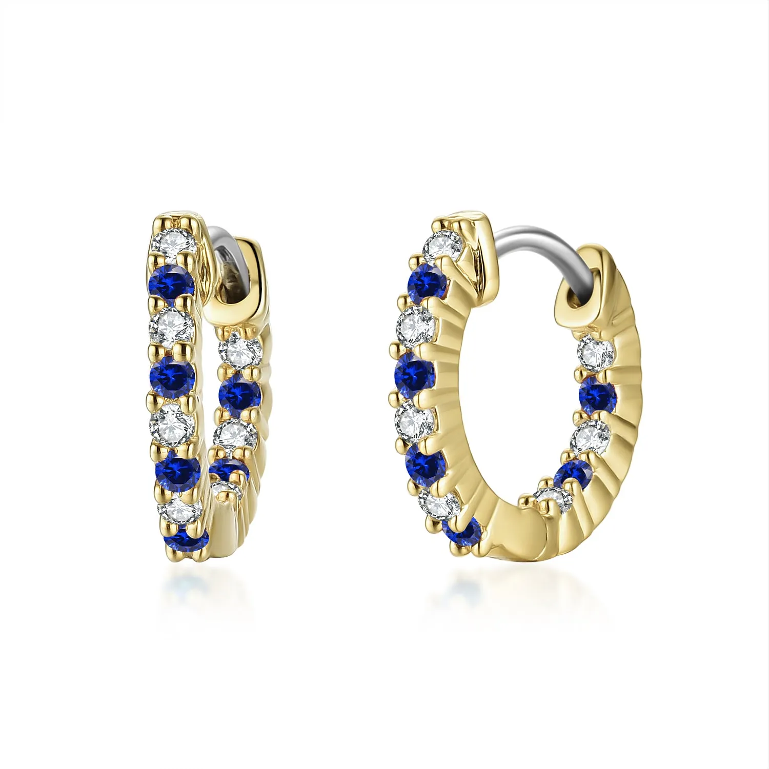 Surgical Steel Alternating Light Colorful and Clear CZ Hoop Earrings