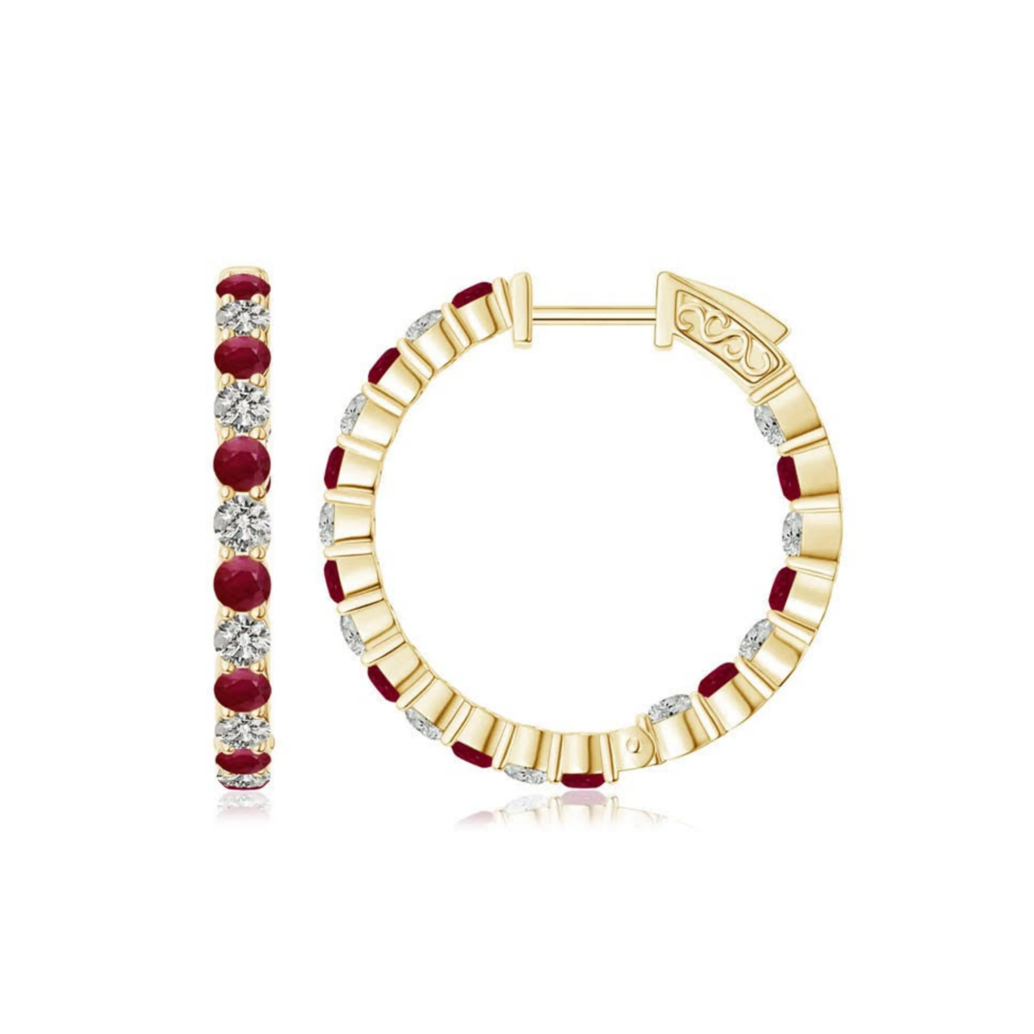 Surgical Steel Alternating Light Colorful and Clear CZ Hoop Earrings