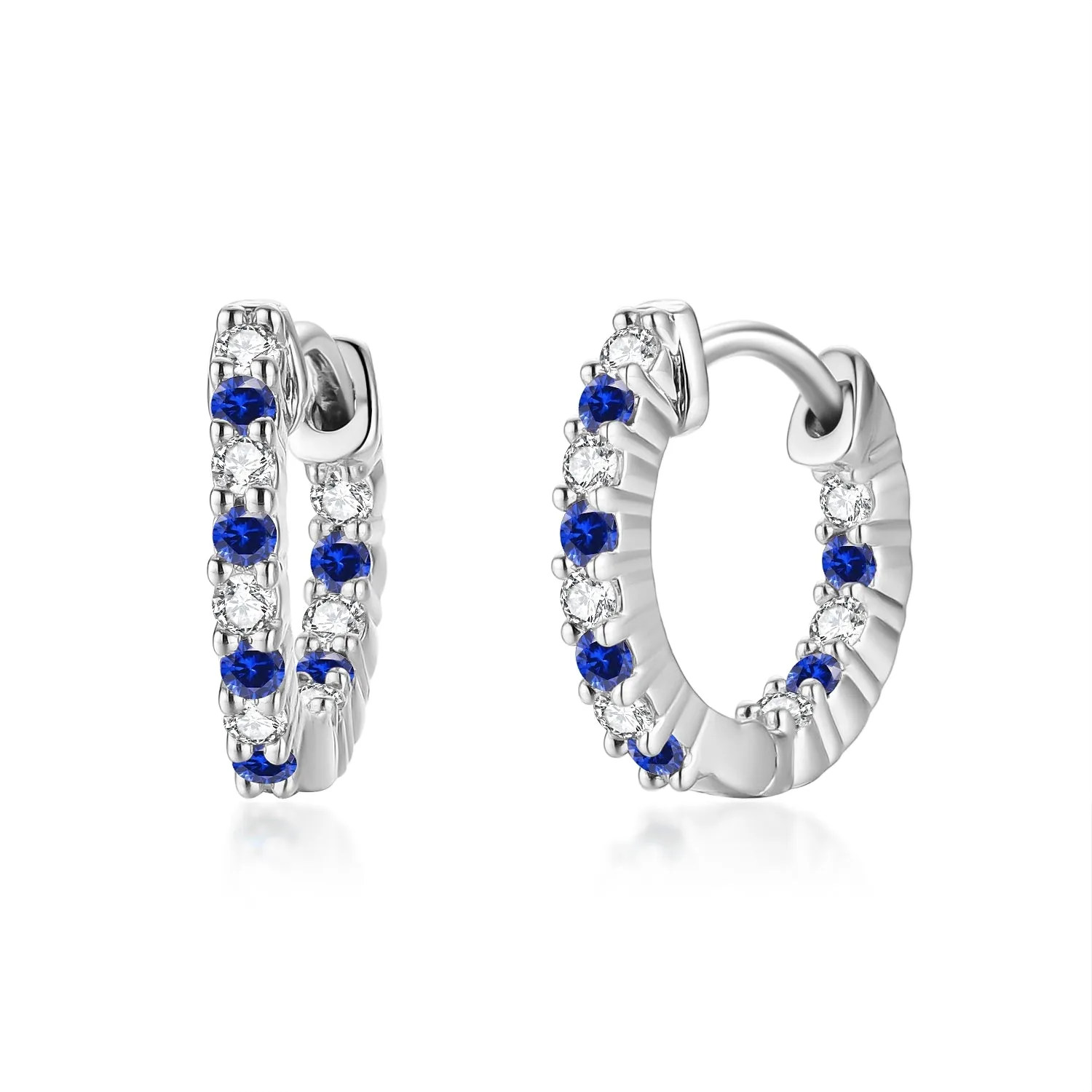 Surgical Steel Alternating Light Colorful and Clear CZ Hoop Earrings
