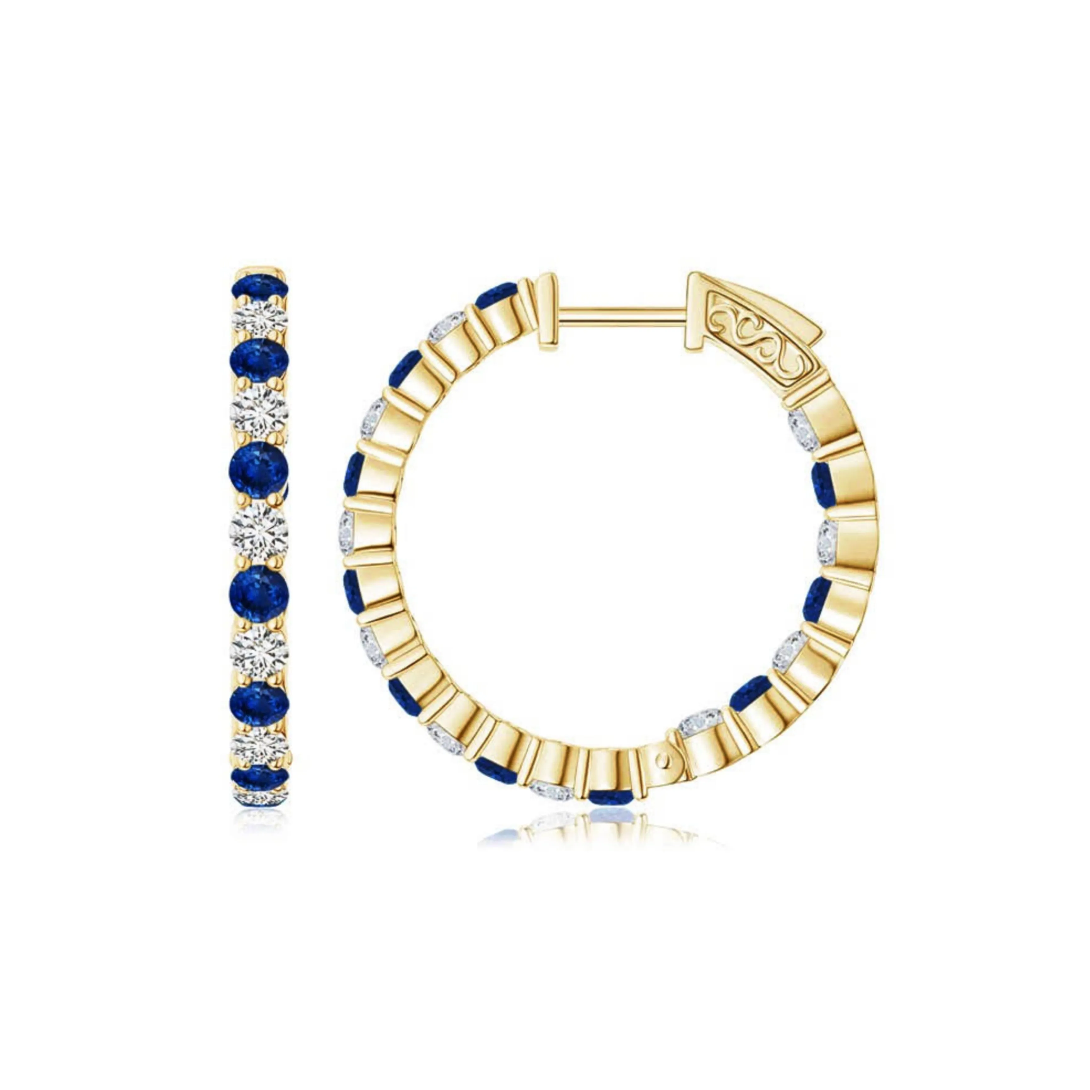 Surgical Steel Alternating Light Colorful and Clear CZ Hoop Earrings