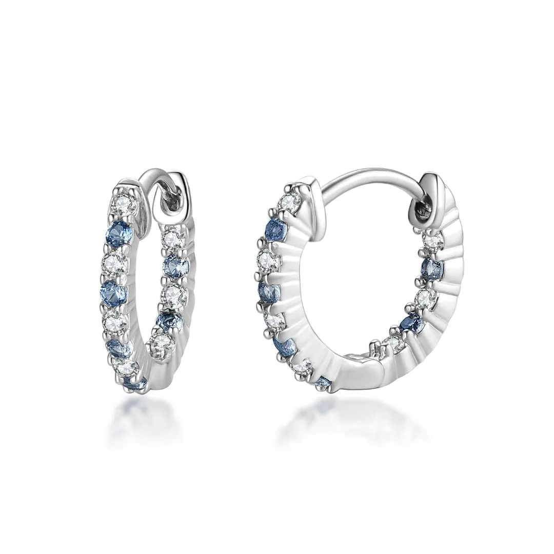 Surgical Steel Alternating Light Colorful and Clear CZ Hoop Earrings