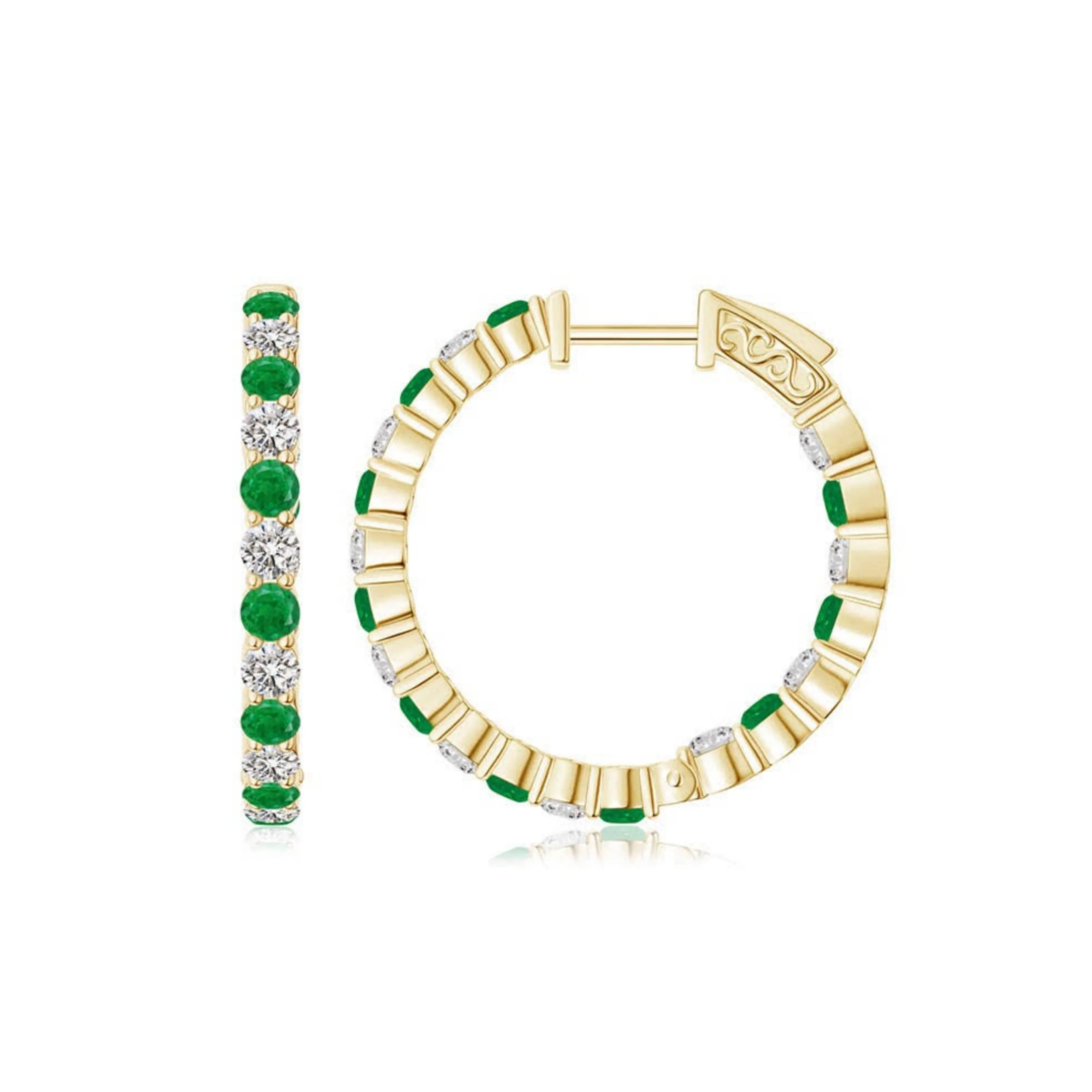 Surgical Steel Alternating Light Colorful and Clear CZ Hoop Earrings