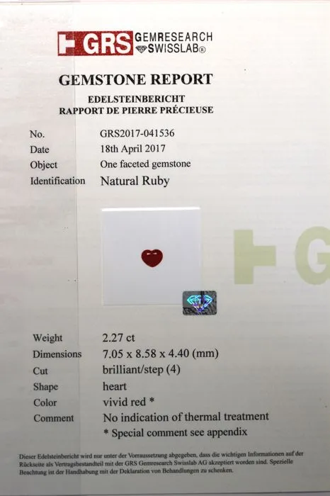 Unheated Vivid Red Ruby, 2.27 carats