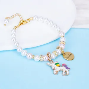 Unicorn Personalized Children's Name Pearl Bracelet