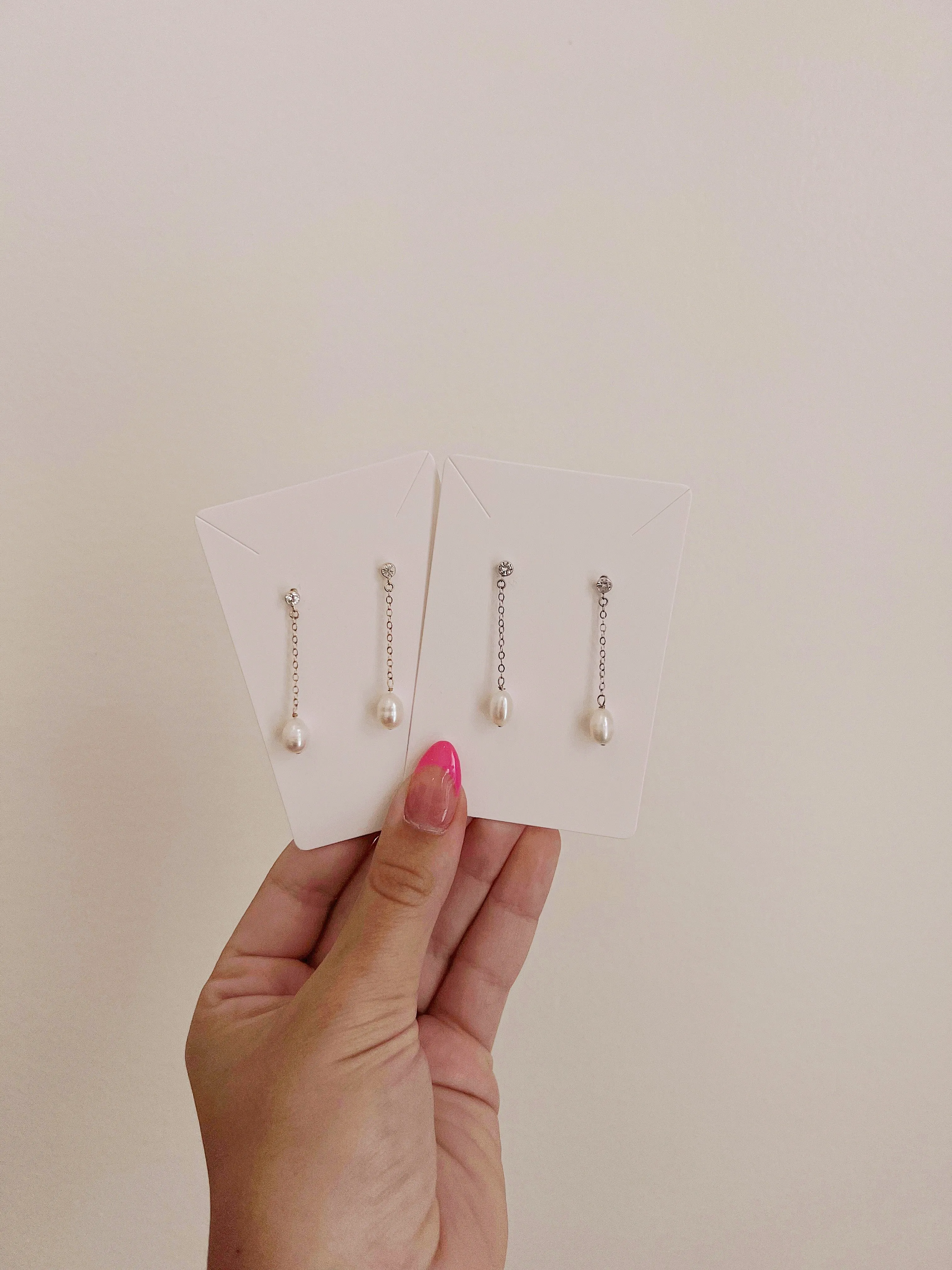 White Sapphire Pearl Drop Earrings